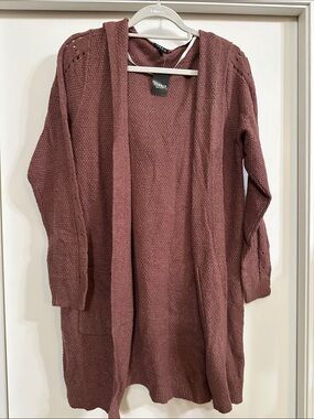 torrid rosewood open-front longline knit cardigan